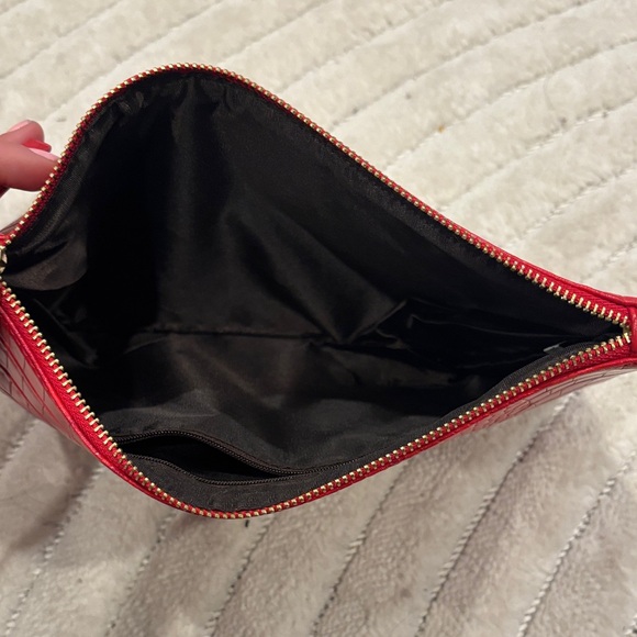 Red Croc-Embossed Zip Pouch - Picture 2 of 4